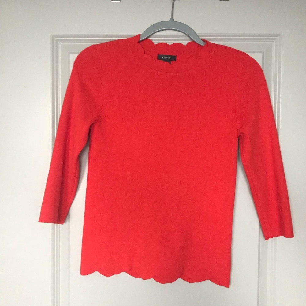 Halogen Scallop Trim Sweater (Petite)